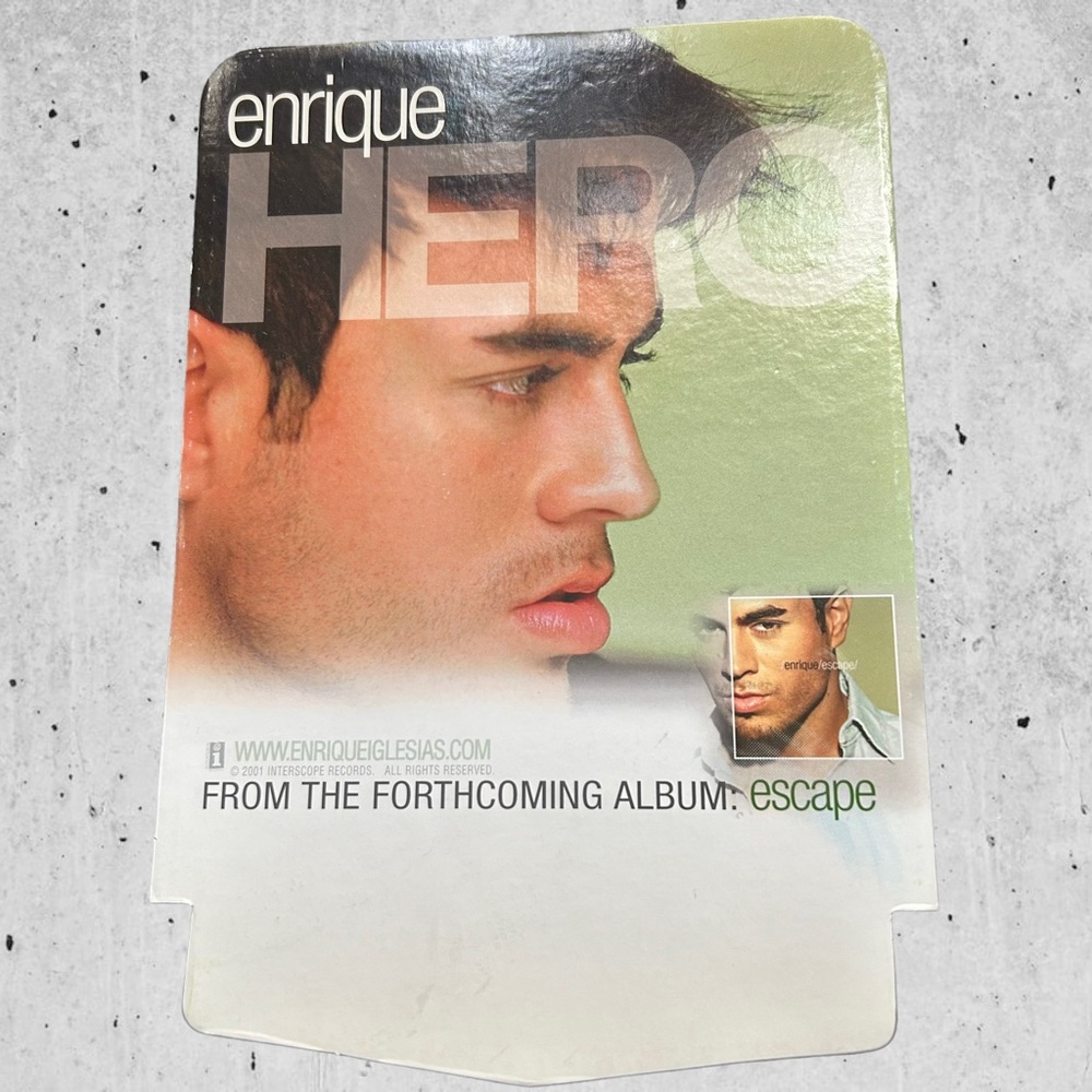 Promo Enrique Iglesias Hero Bin Display Card Rare Record Store